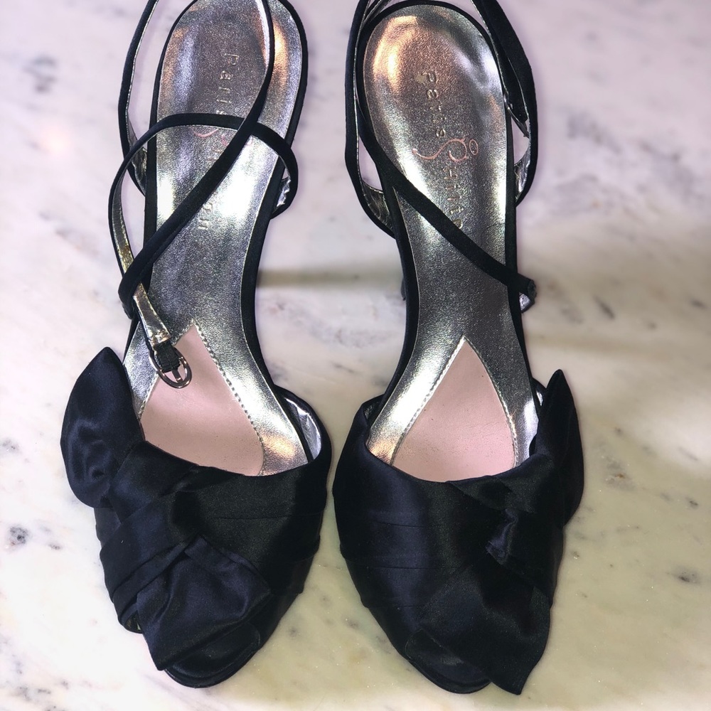 Paris Hilton black satin strappy heel